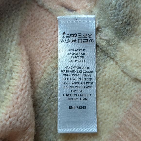 Striped Pink and Cream Women's Sweater - Picture 5 of 5